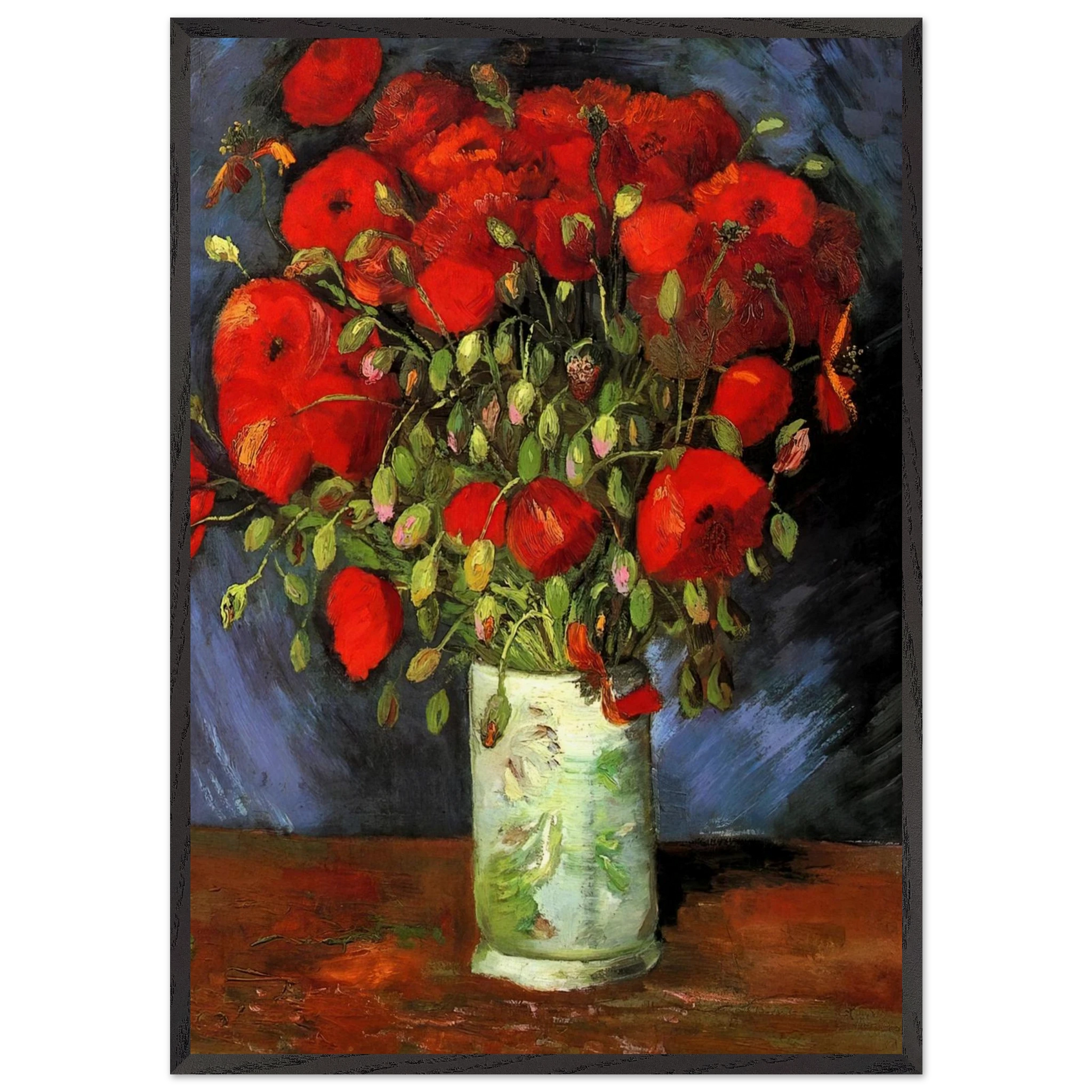 Vase with Red Poppies - Vincent van Gogh Framed Art Print – Black Wooden Frame - Default Title - -Framed Art Print