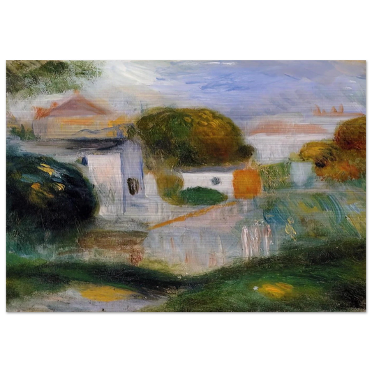 Houses in the Trees - Pierre-Auguste Renoir Brushed Aluminum Print - 70x100 cm / 28x40 inches | Pierre-Auguste Renoir Aluminum Print | Pierre-Auguste Renoir Prints