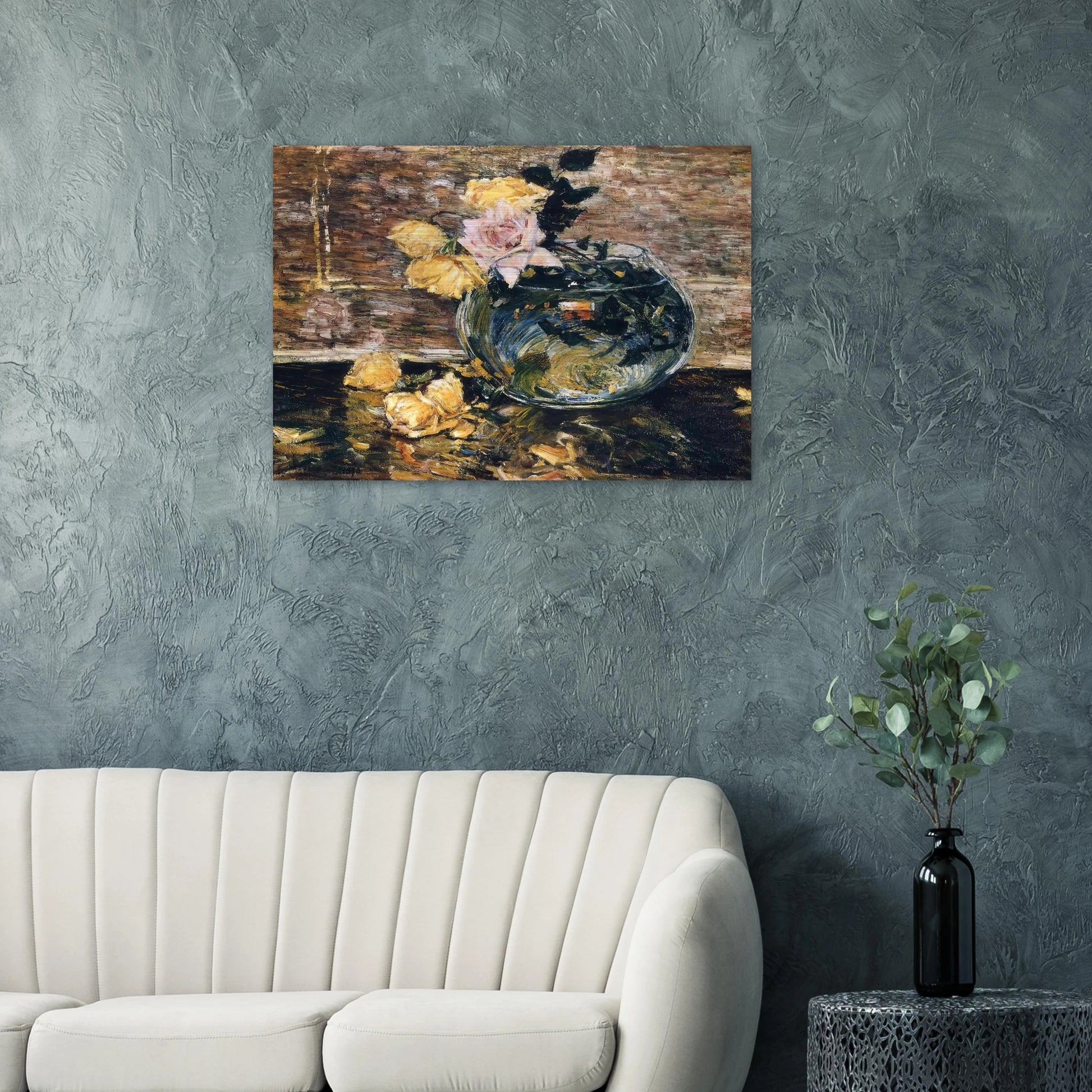 Roses in a Vase - Childe Hassam Brushed Aluminum Print - 70x100 cm / 28x40 inches | Childe Hassam Aluminum Print | Childe Hassam Prints