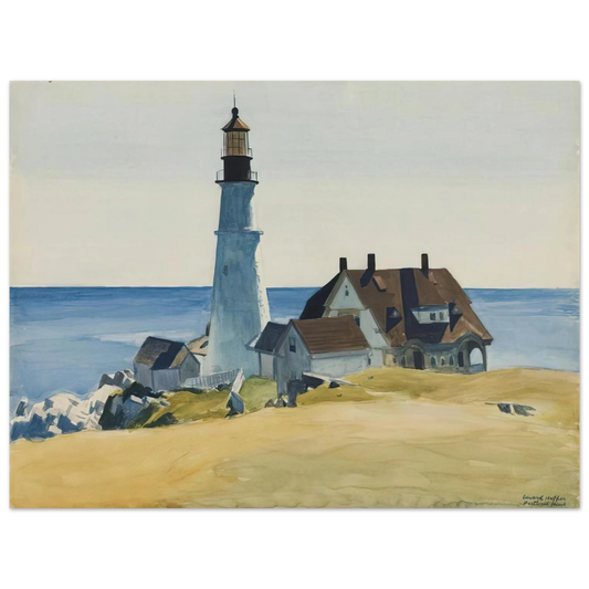 Edward Hopper - Lighthouse and Buildings, Portland Head, Cape Elizabeth, Maine Fine Art Poster - 13x18 cm / 5x7 inches