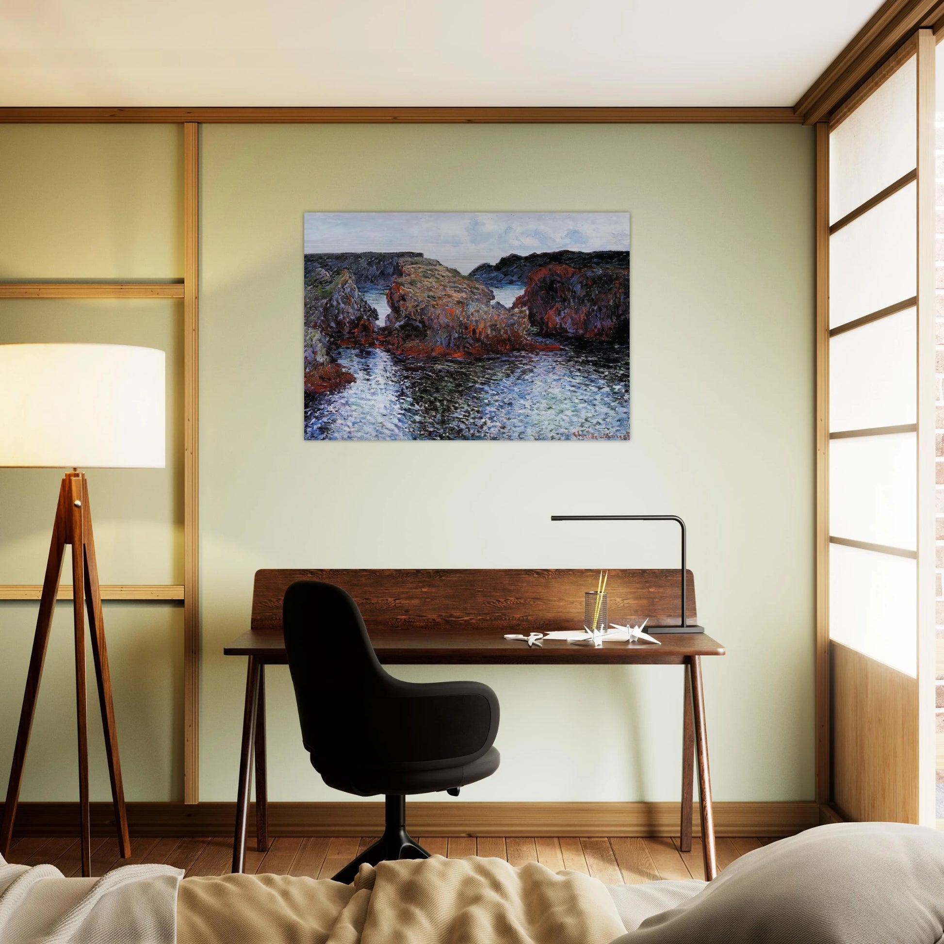 Belle-Ile, Rocks at Port-Goulphar - claude monet Brushed Aluminum Print - 70x100 cm / 28x40 inches | claude monet Aluminum Print | claude monet Prints
