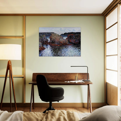 Belle-Ile, Rocks at Port-Goulphar - claude monet Brushed Aluminum Print - 70x100 cm / 28x40 inches | claude monet Aluminum Print | claude monet Prints