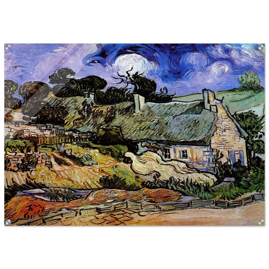 Houses with Thatched Roofs, Cordeville - Vincent van Gogh Acrylic Print - 70x100 cm / 28x40″ inches