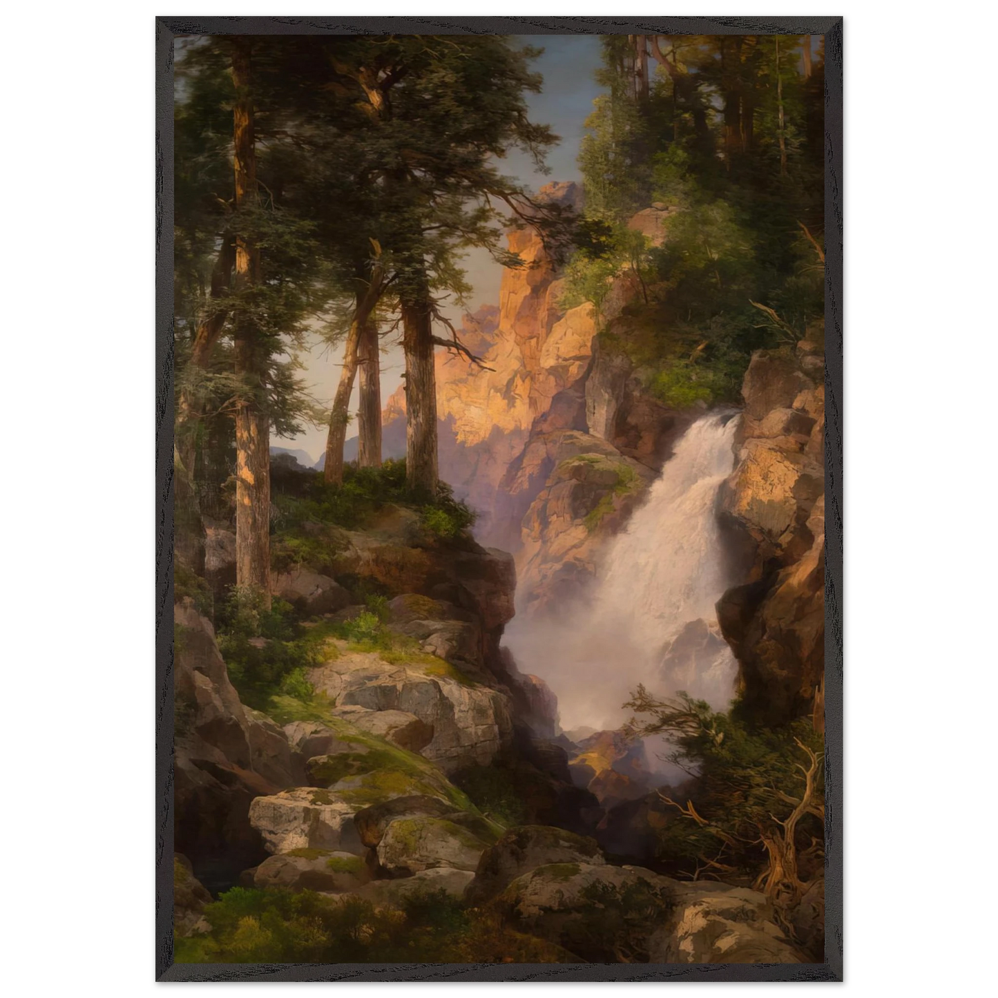 Falls at Toltec Gorge - Thomas Moran Framed Art Print – Black Wooden Frame - Default Title - -Framed Art Print