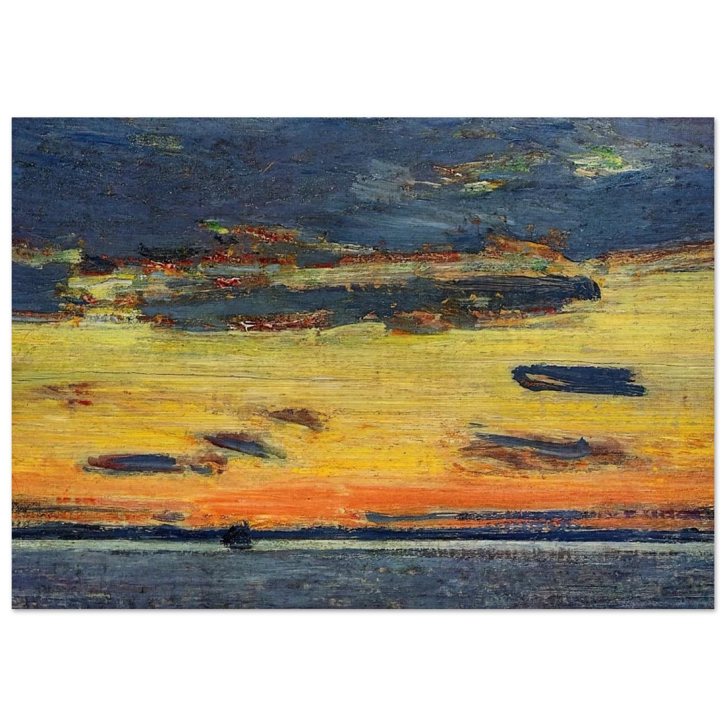 Sunset on the Sea - Childe Hassam Brushed Aluminum Print - 70x100 cm / 28x40 inches | Childe Hassam Aluminum Print | Childe Hassam Prints