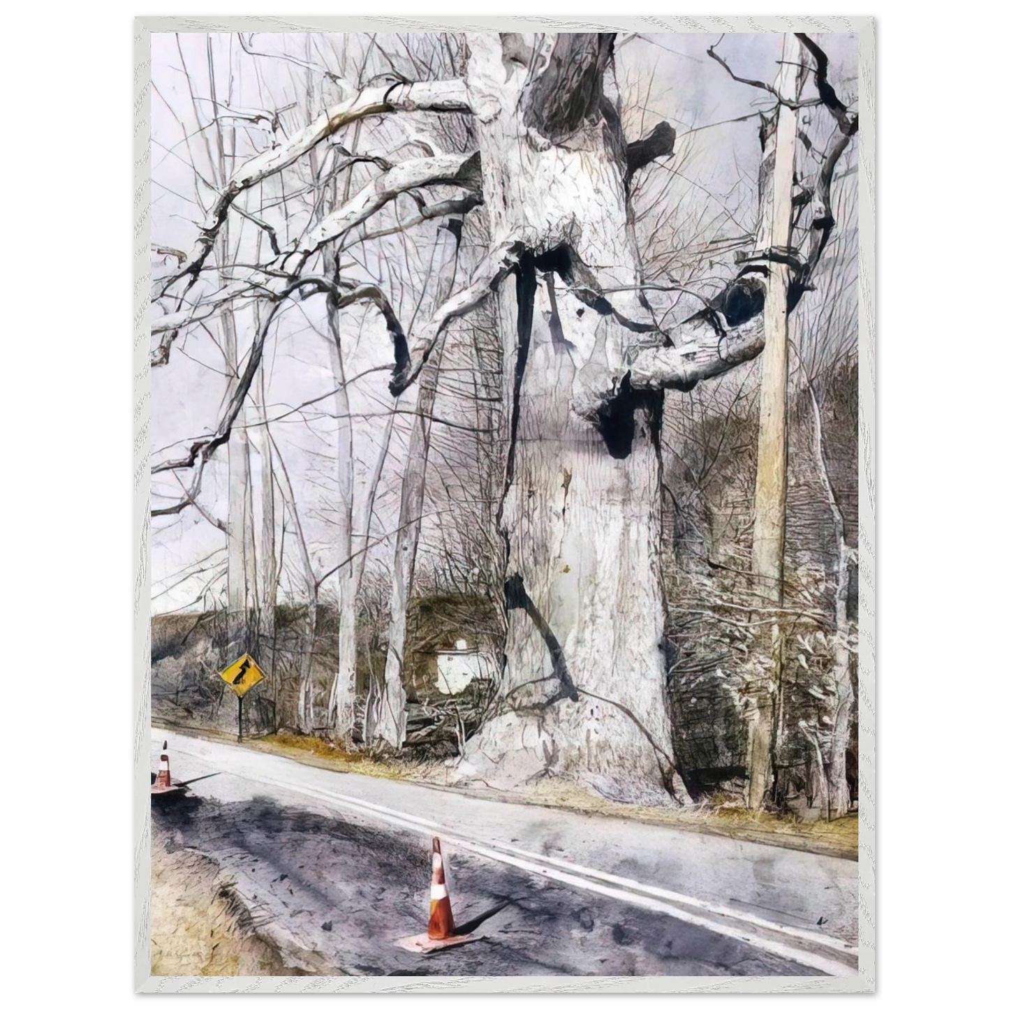 Andrew Wyeth - WALKING STICK Wall Art - 21x29.7 cm / 8x12" - Premium Wooden Framed Poster With Fine Art Paper - Black frame