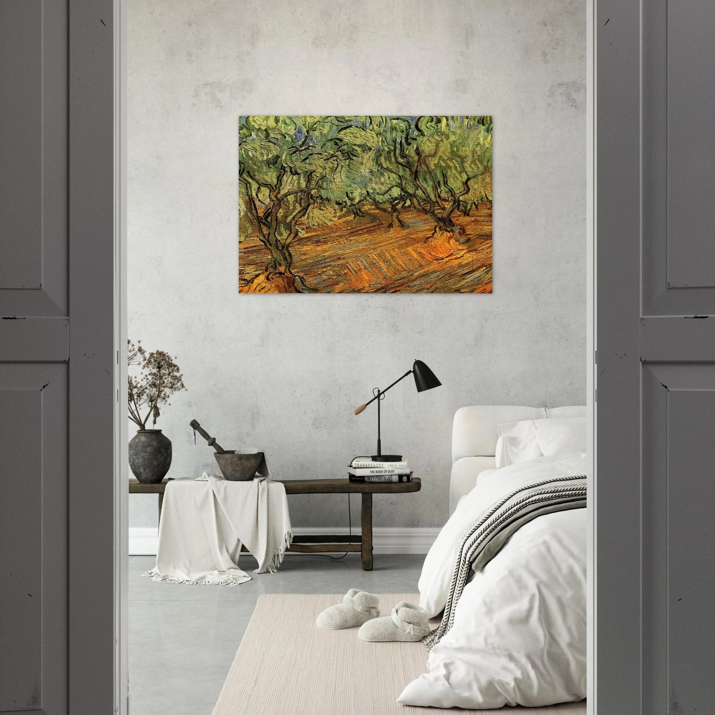 Olive Grove - Bright Blue Sky - Vincent van Gogh Brushed Aluminum Print - 70x100 cm / 28x40 inches | Vincent van Gogh Aluminum Print | Vincent van Gogh Prints