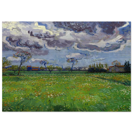 Landscape under a Stormy Sky - Vincent van Gogh Brushed Aluminum Print - 70x100 cm / 28x40 inches | Vincent van Gogh Aluminum Print | Vincent van Gogh Prints