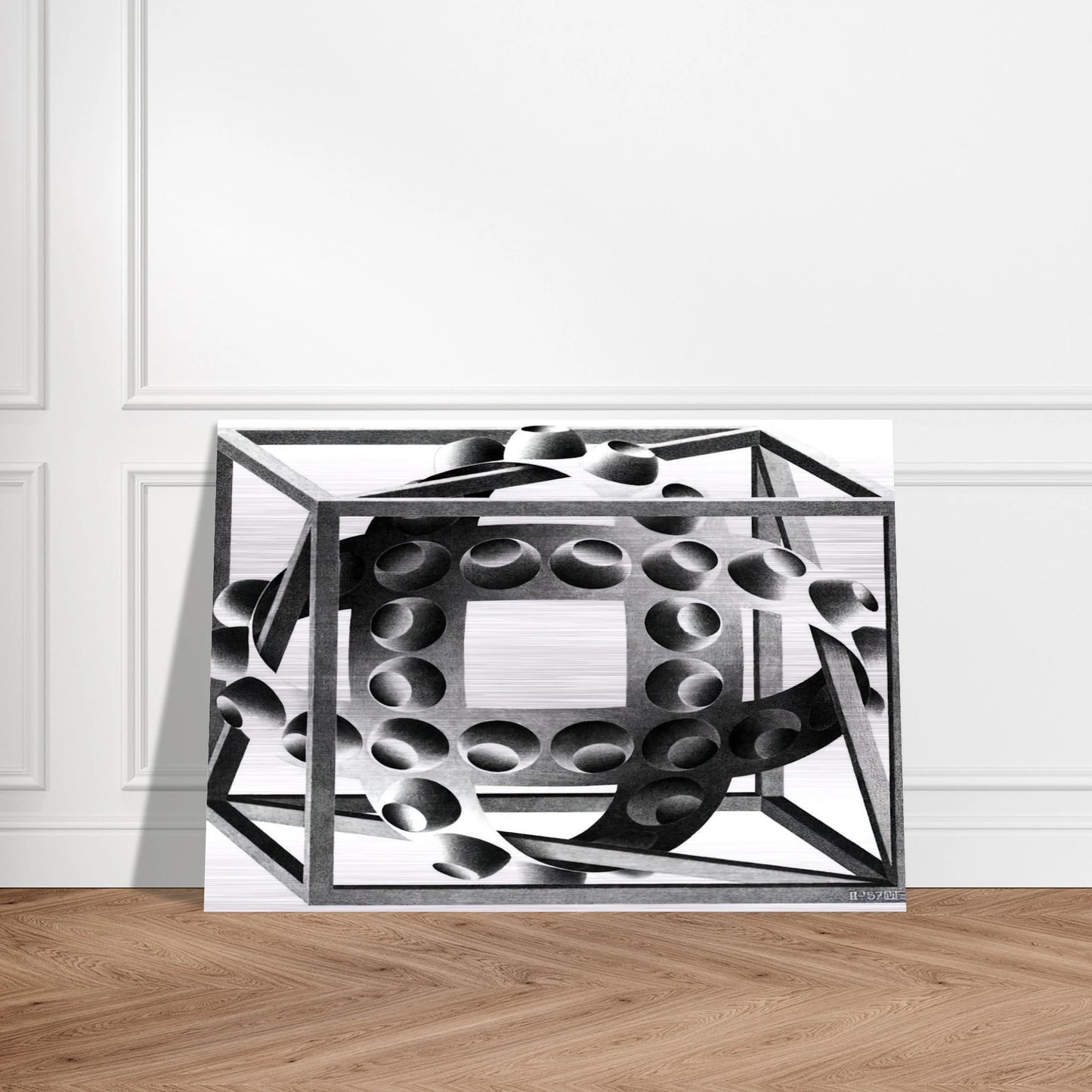 CUBE WITH MAGIC RIBBONS - MC Escher Brushed Aluminum Print - 70x100 cm / 28x40 inches | MC Escher Aluminum Print | MC Escher Prints