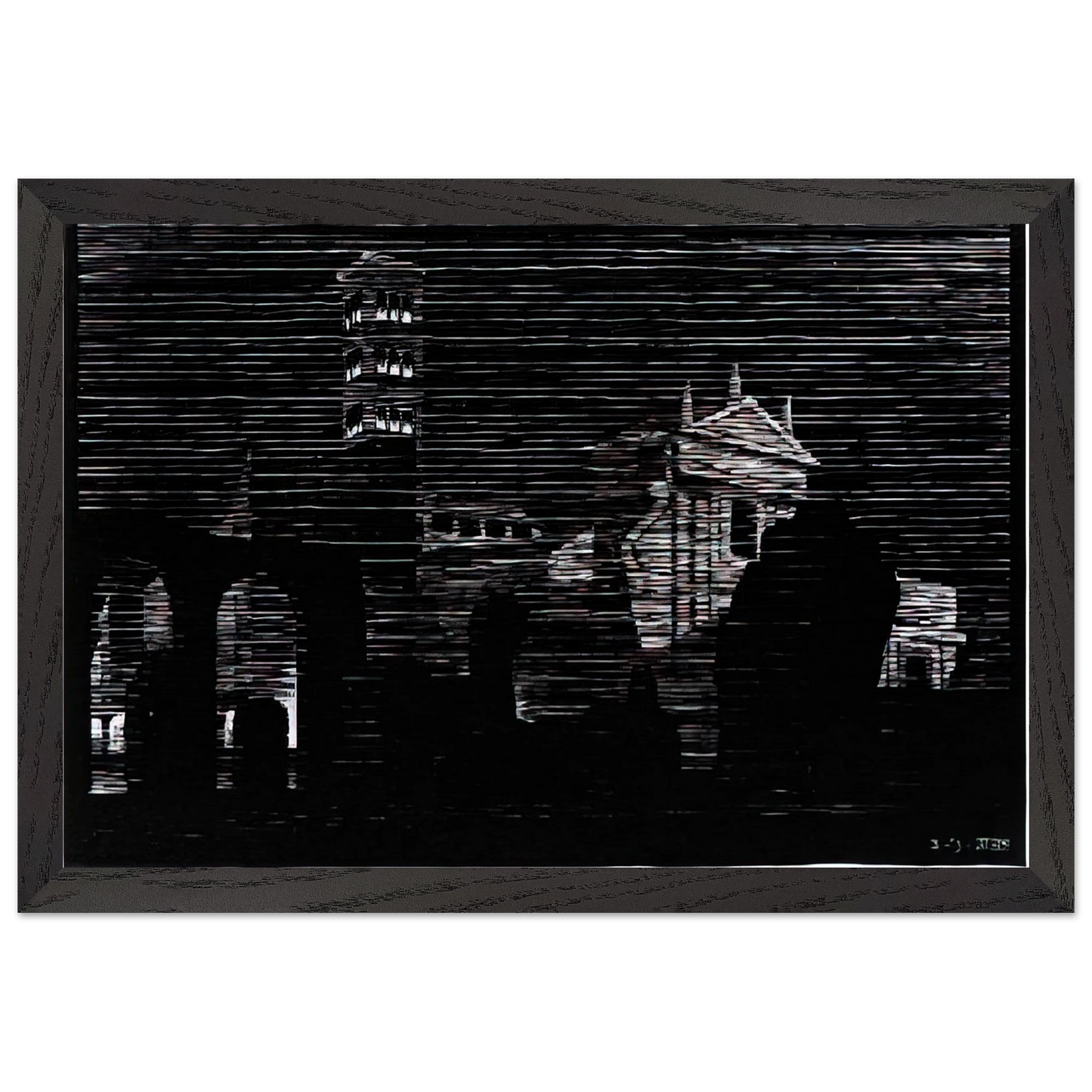 MC Escher - NOCTURNAL ROME 2 Wall Art - 21x29.7 cm / 8x12" - Premium Wooden Framed Poster With Fine Art Paper - White frame