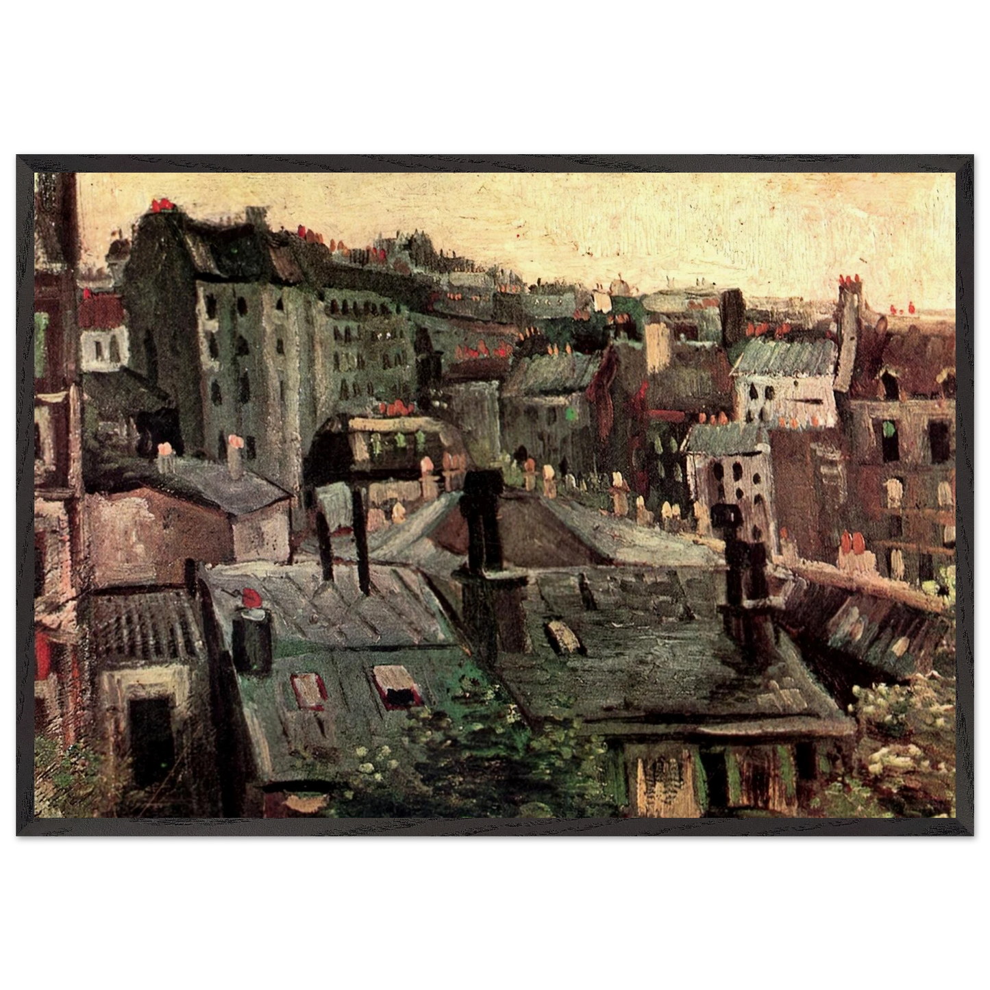 View of Roofs and Backs of Houses - Vincent van Gogh Framed Art Print – Black Wooden Frame - Default Title - -Framed Art Print
