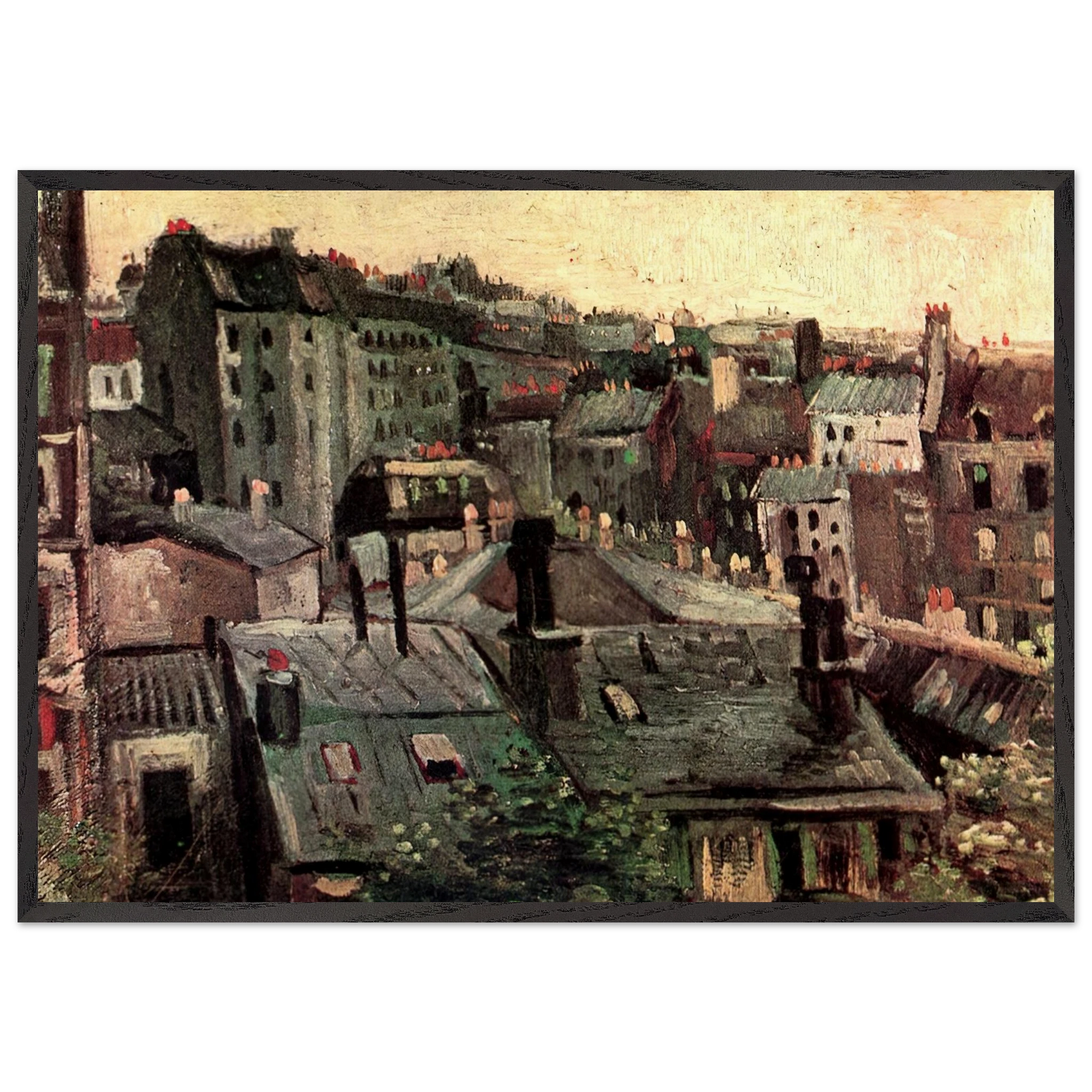 View of Roofs and Backs of Houses - Vincent van Gogh Framed Art Print – Black Wooden Frame - Default Title - -Framed Art Print