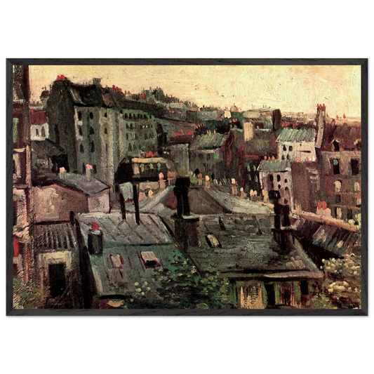View of Roofs and Backs of Houses - Vincent van Gogh 70x100 cm / 28x40 inches Framed Art Print – Black Wooden Frame