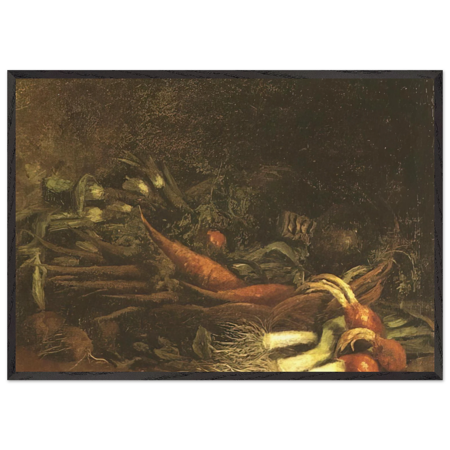 Still life with a basket of vegetables - Vincent van Gogh Framed Art Print – Black Wooden Frame - Default Title - -Framed Art Print