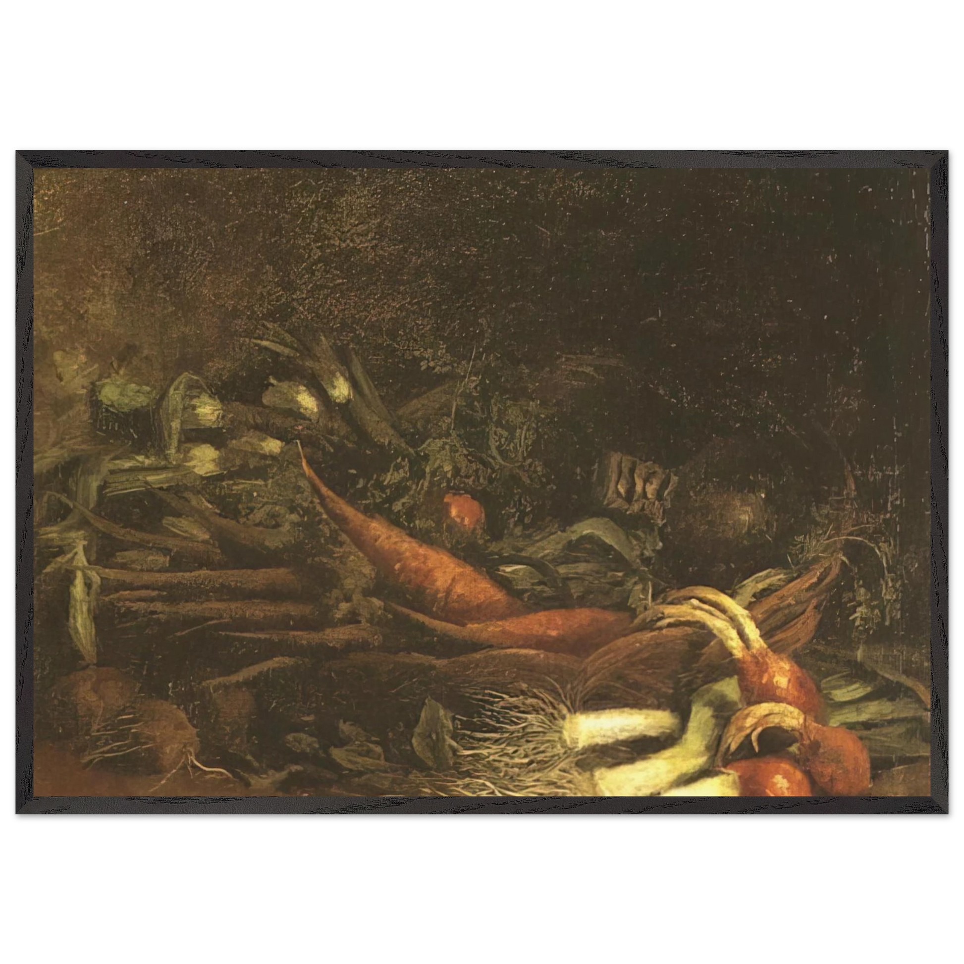 Still life with a basket of vegetables - Vincent van Gogh Framed Art Print – Black Wooden Frame - Default Title - -Framed Art Print