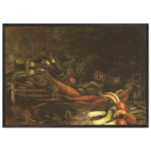 Still life with a basket of vegetables - Vincent van Gogh Framed Art Print – Black Wooden Frame - Default Title - -Framed Art Print