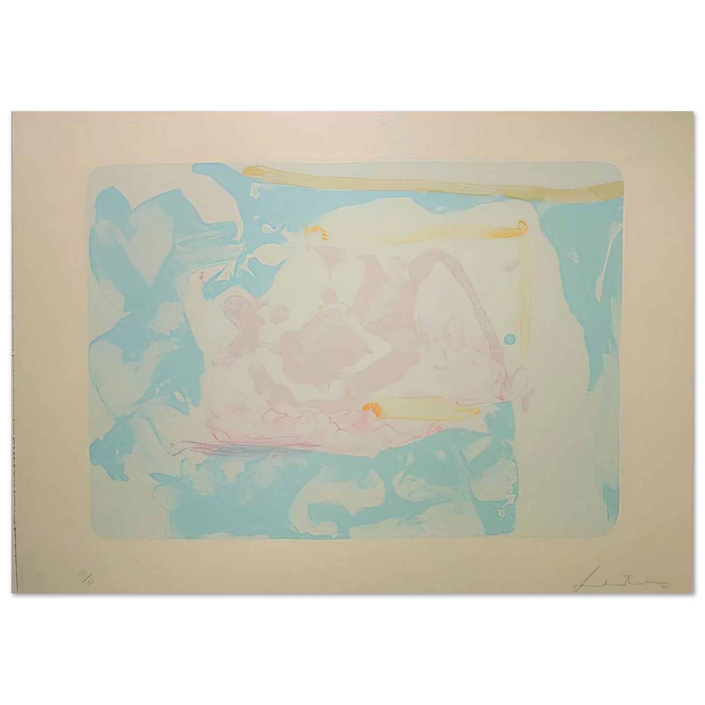 Helen Frankenthaler - Reflections III - 1995 Wall art - 21x29.7 cm / 8x12" - Premium Wooden Framed Poster With Fine Art Paper - White frame