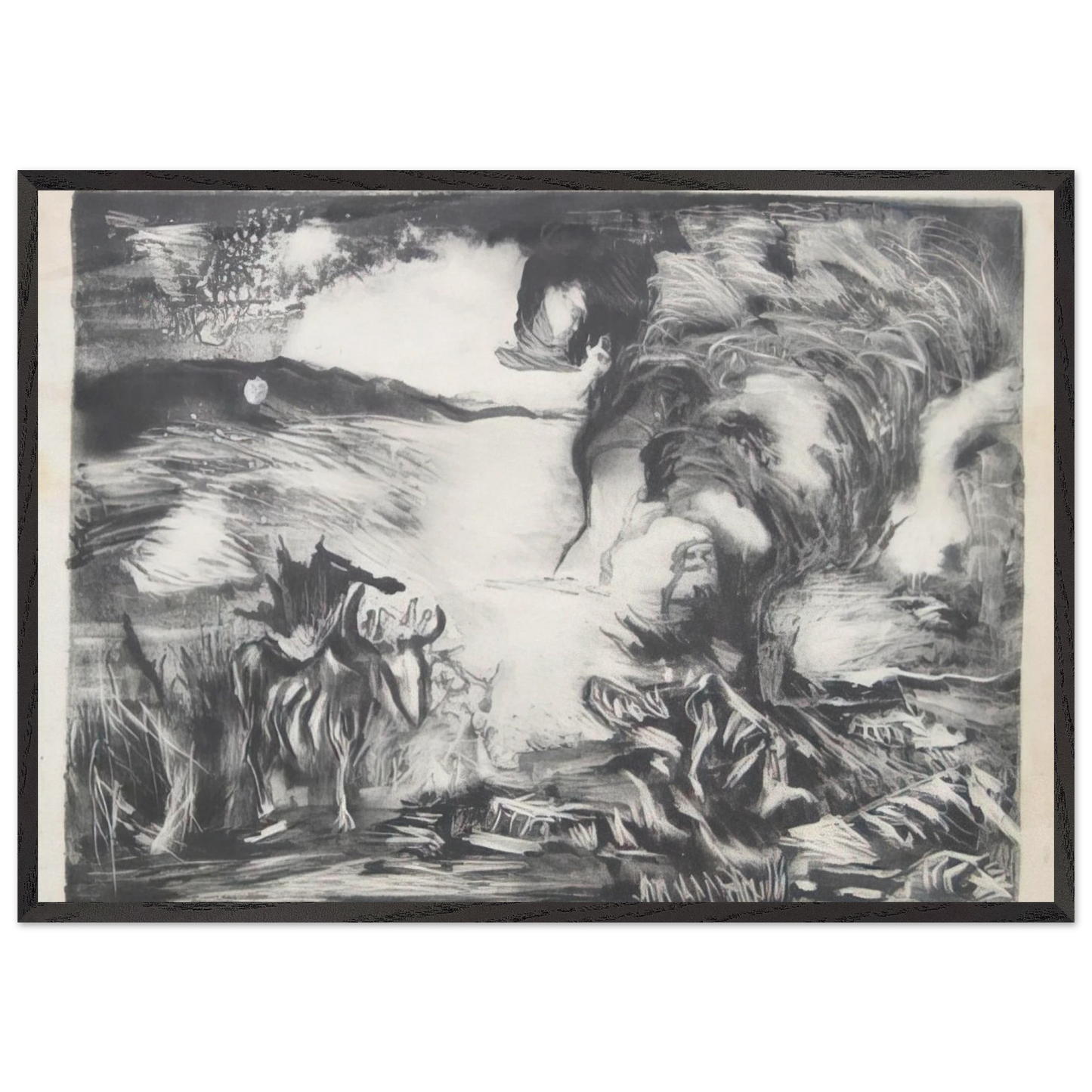 LANDSCAPE WITH STEER 1937 1 - Jackson Pollock Framed Art Print – Black Wooden Frame - Default Title - -Framed Art Print