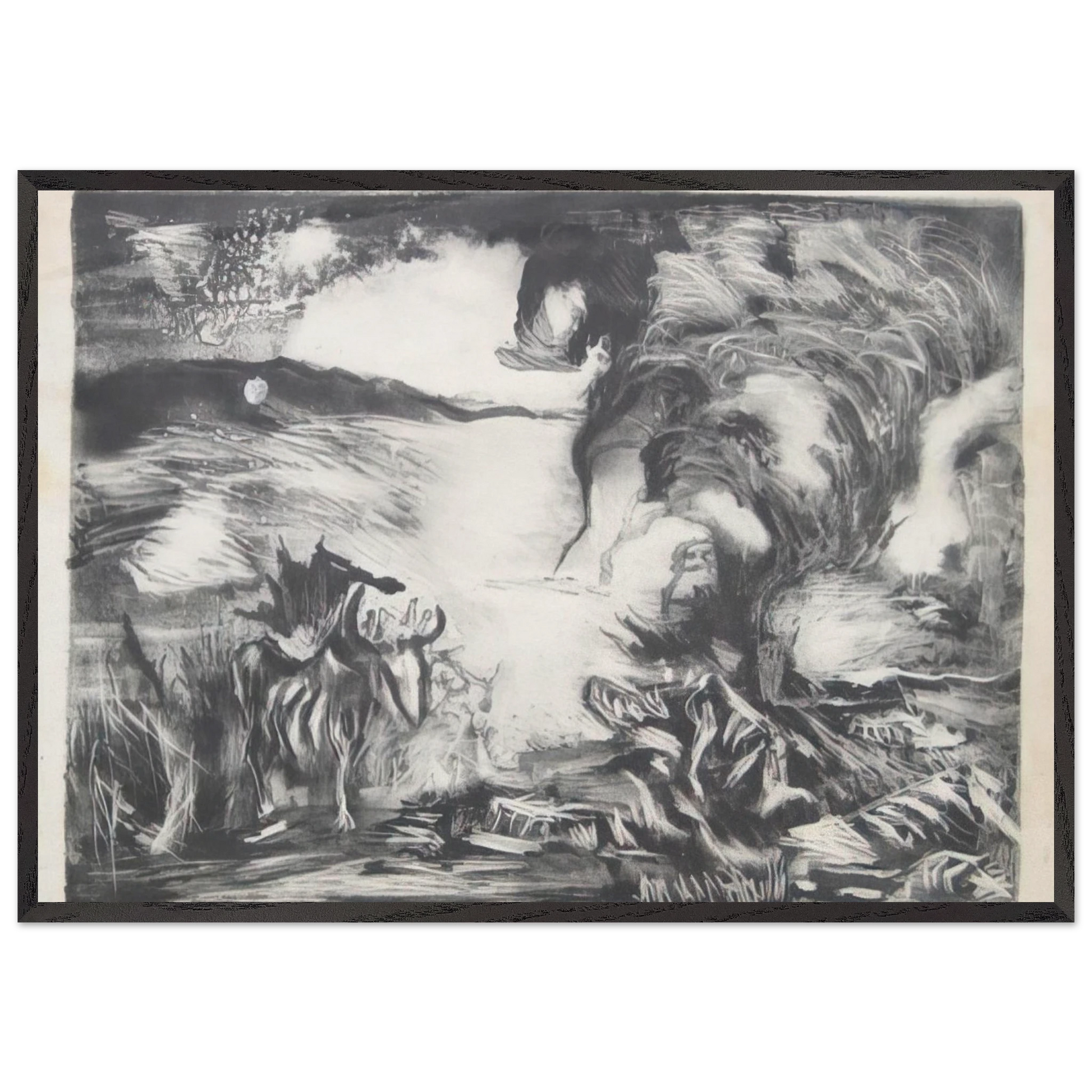 LANDSCAPE WITH STEER 1937 1 - Jackson Pollock Framed Art Print – Black Wooden Frame - Default Title - -Framed Art Print