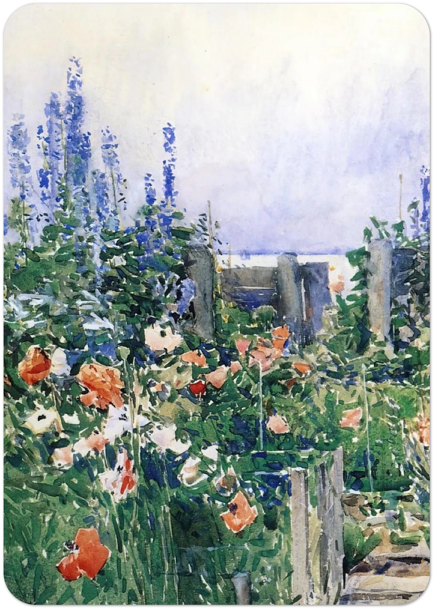 Home of the Hummingbird By Childe Hassam Pack of 10 Post Cards | Childe Hassam Post Cards | A6 (10.5 x 14.8 cm) - 4.1 x 5.8 inches