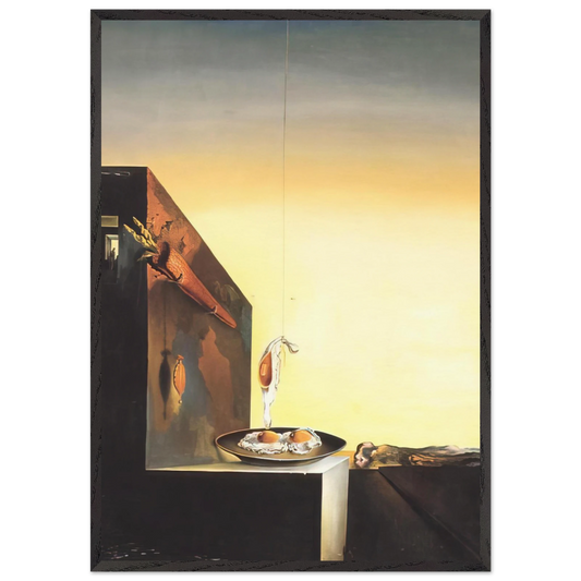 EGGS ON PLATE WITHOUT THE FLAT - Salvador Dali Framed Art Print – Black Wooden Frame - Default Title - -Framed Art Print
