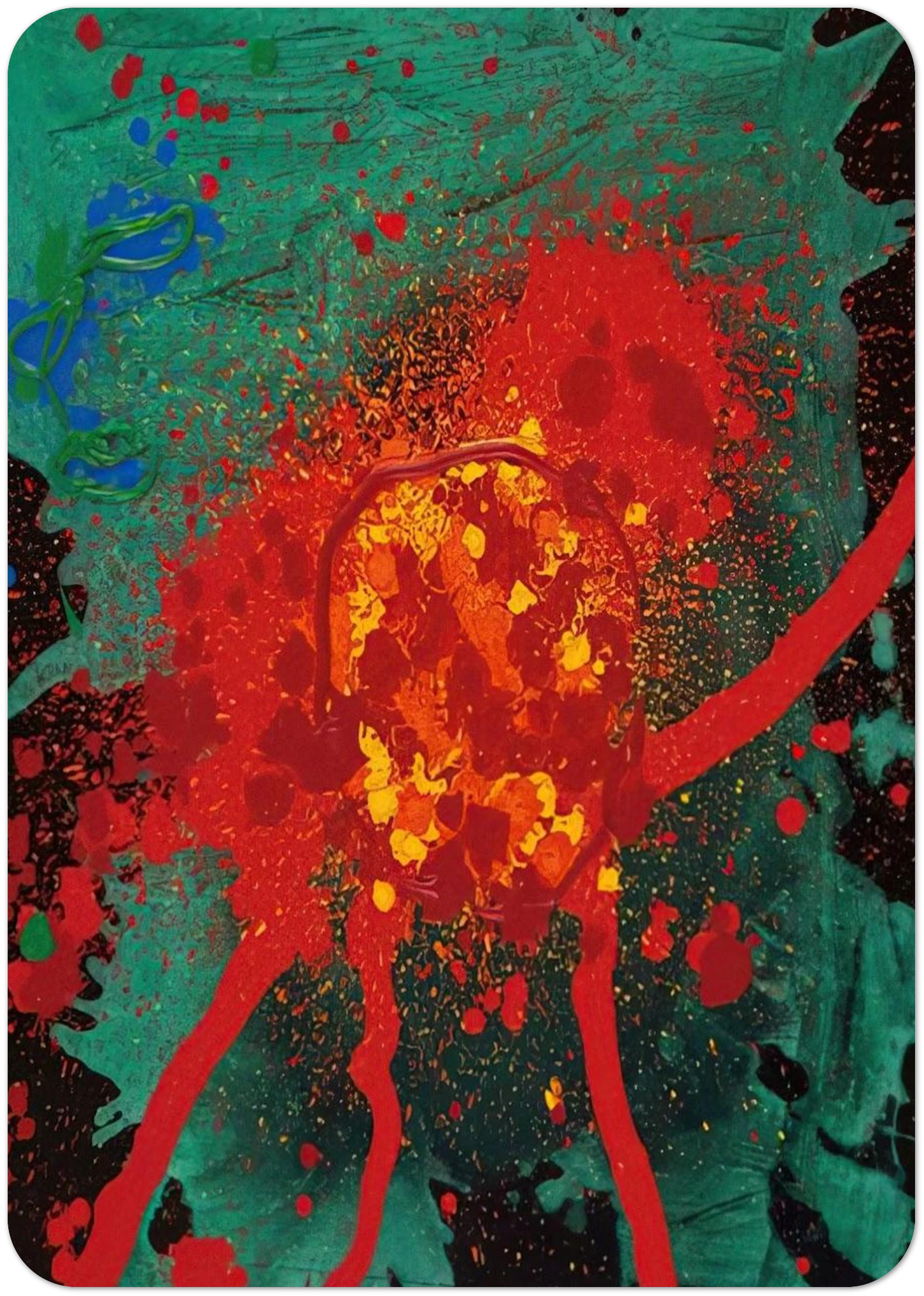 Blood Feud - 28.8.07 - 2007 By John Hoyland Pack of 10 Post Cards | John Hoyland Post Cards | A6 (10.5 x 14.8 cm) - 4.1 x 5.8 inches