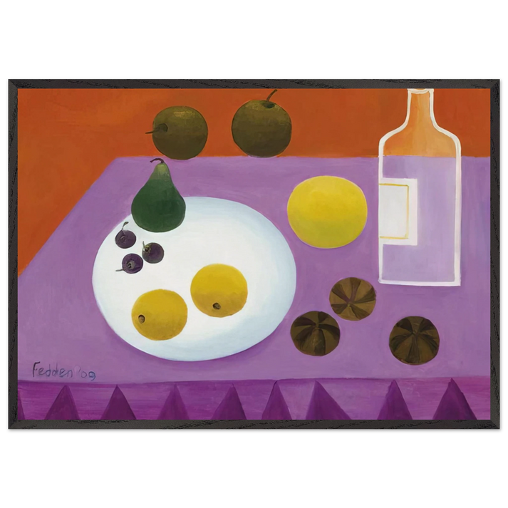 Fruit - 2009 - Mary Fedden 70x100 cm / 28x40 inches Framed Art Print – Black Wooden Frame