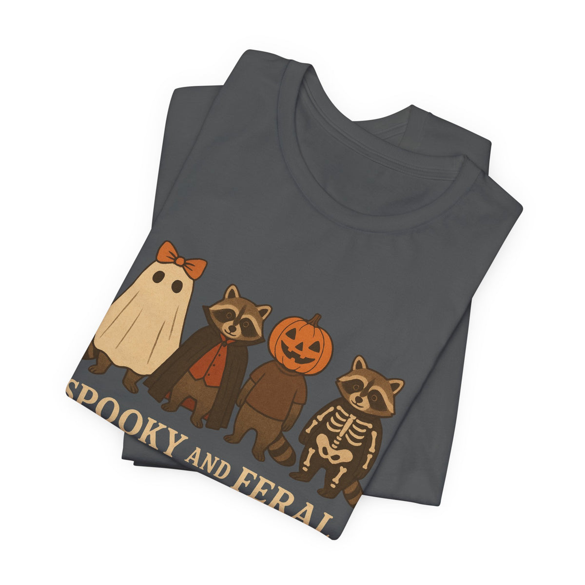 Spooky Raccoon Shirt, Funny Halloween Graphic Tee, Cute Vintage Fall T-Shirt, Trendy Womens Halloween Shirt, Feral Raccoon Tee