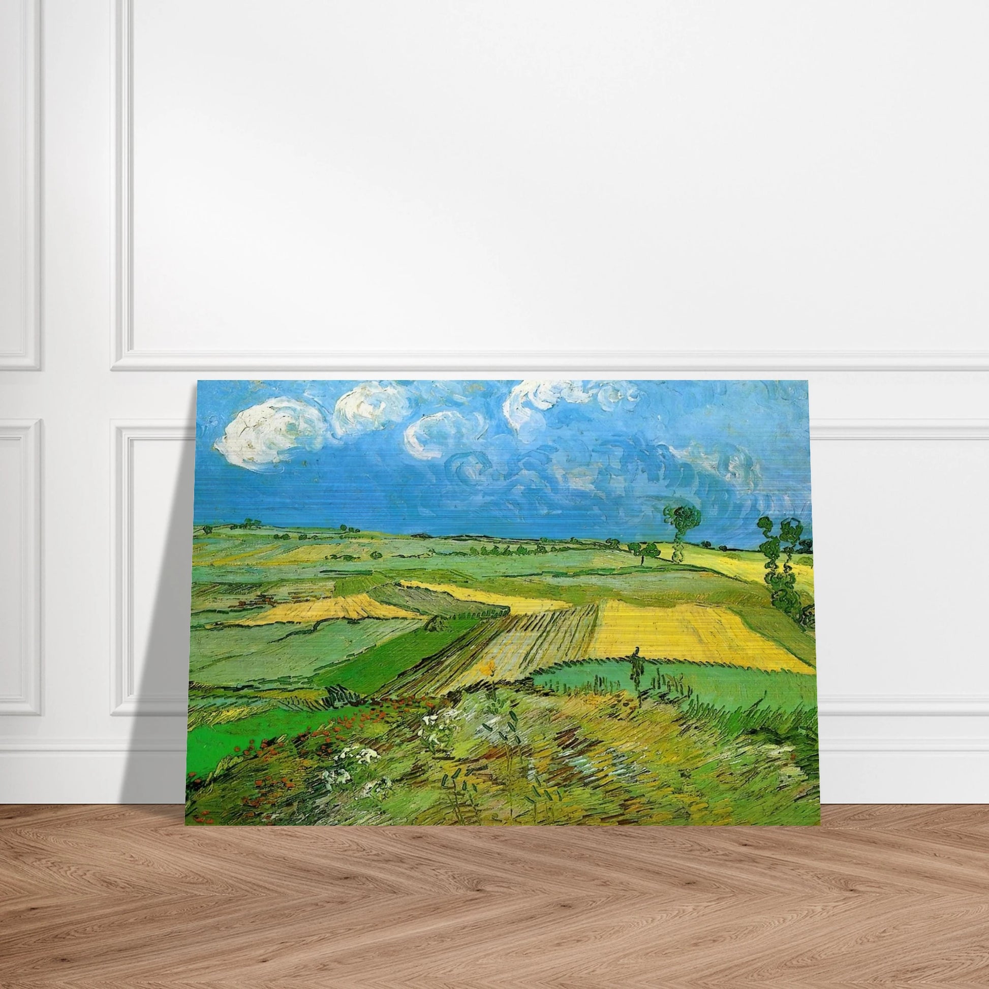Wheat Fields at Auvers Under Clouded Sky - Vincent van Gogh Brushed Aluminum Print - 70x100 cm / 28x40 inches | Vincent van Gogh Aluminum Print | Vincent van Gogh Prints