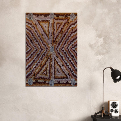 Witchetty Grub Dreaming - 1983 - Clifford Possum Tjapaltjarri Brushed Aluminum Print - 70x100 cm / 28x40 inches | Clifford Possum Tjapaltjarri Aluminum Print | Clifford Possum Tjapaltjarri Prints