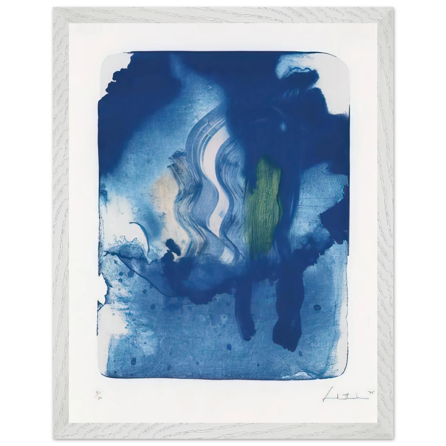 Helen Frankenthaler - Reflections V - 1995 Wall art - A3 (29.7 x 42  cm) - Premium Wooden Framed Poster With Fine Art Paper - White frame