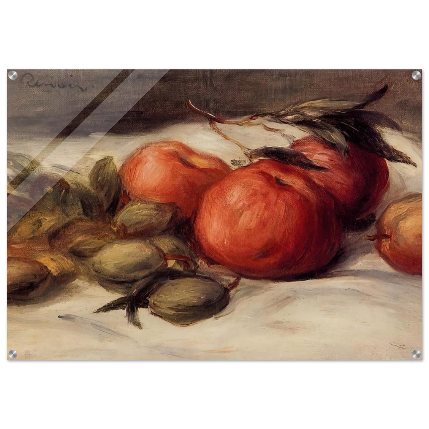 Still Life with Apples and Almonds - Pierre-Auguste Renoir Acrylic Print - 70x100 cm / 28x40″ inches