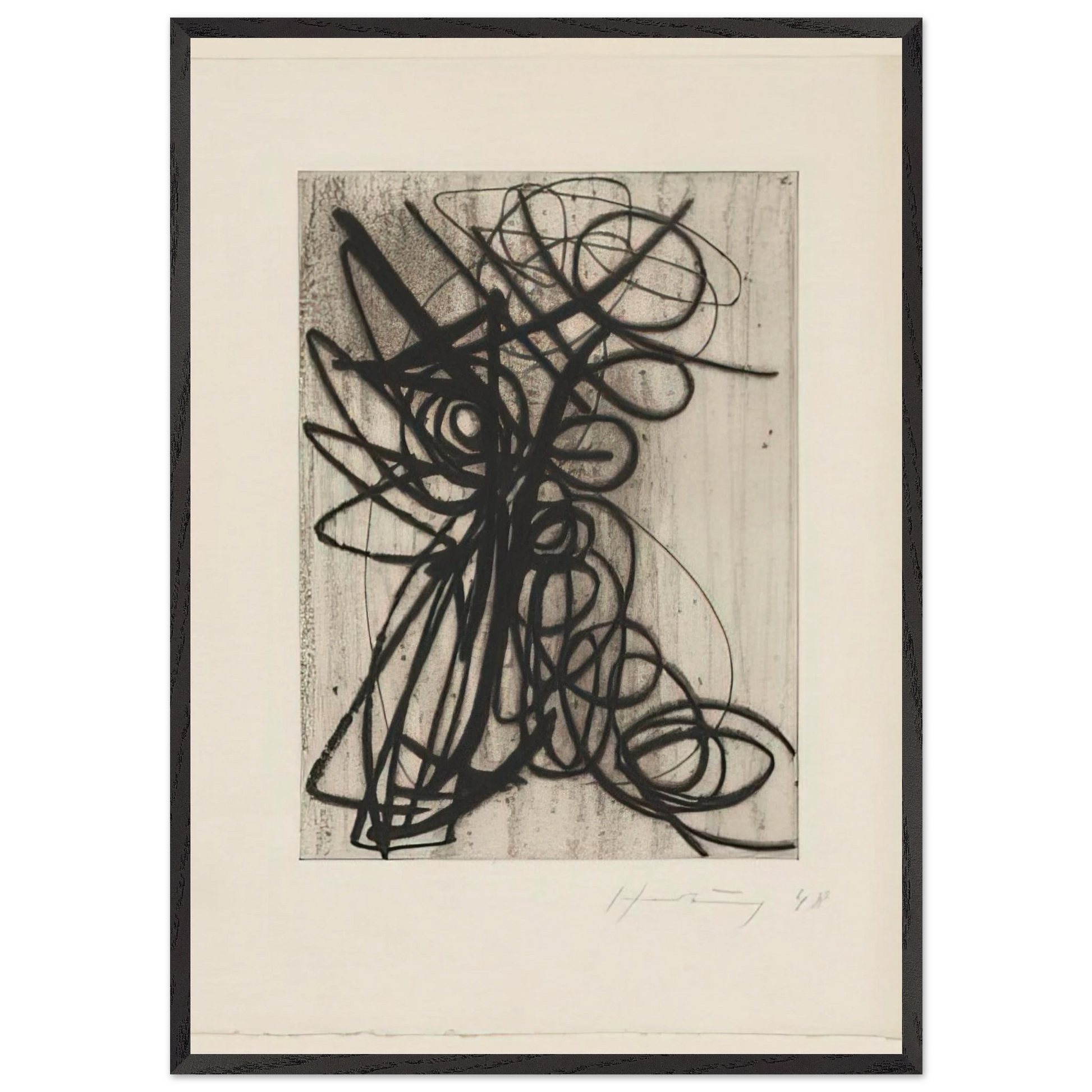 Composition - 1948 N1 - Hans Hartung Framed Art Print – Black Wooden Frame - Default Title - -Framed Art Print