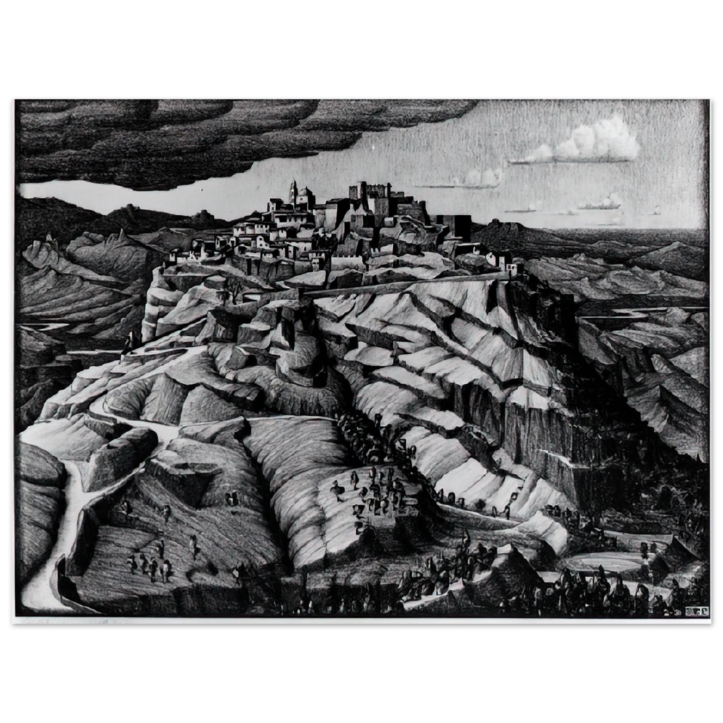MC Escher - SANTA SEVERINA CALABRIA FEBRUARY 1931 1931 Wall Art - 21x29.7 cm / 8x12" - Premium Wooden Framed Poster With Fine Art Paper - Black frame