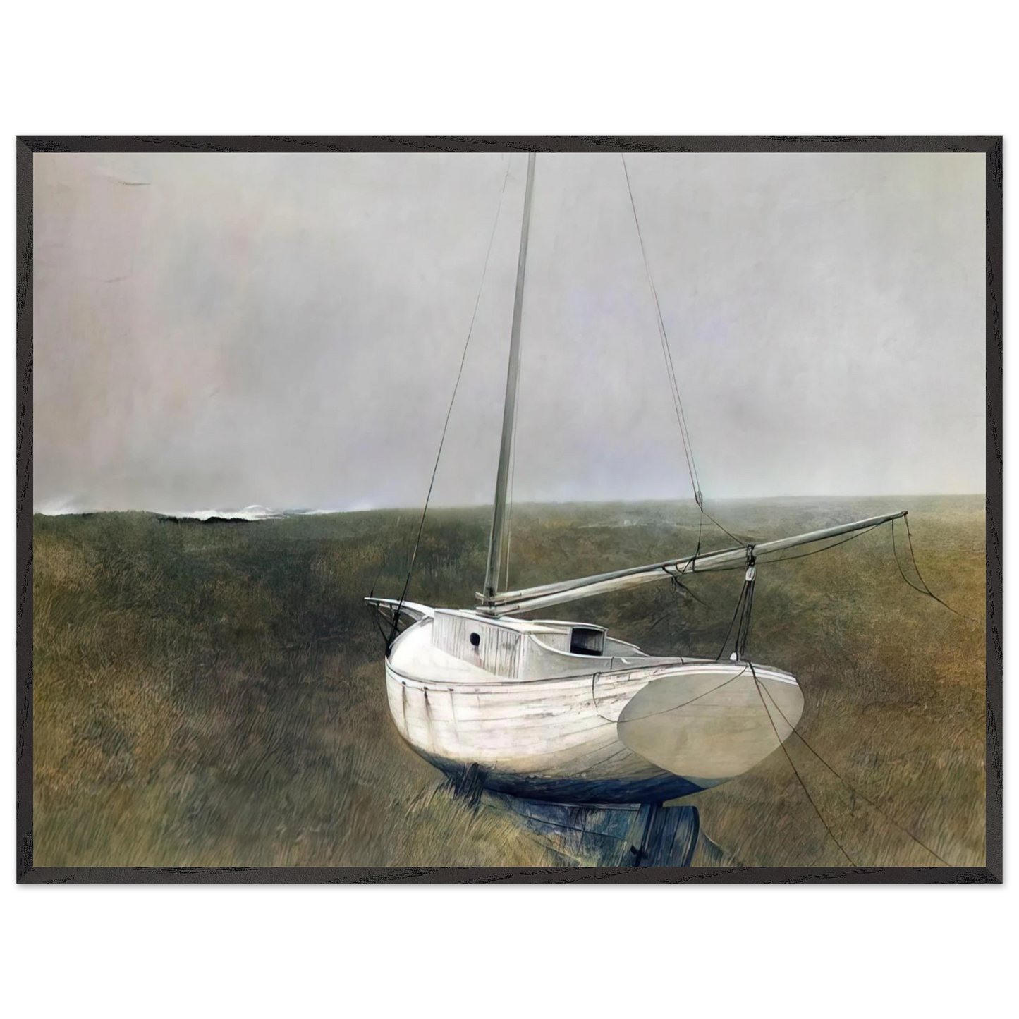 Andrew Wyeth - BELOW DOVER 1950 Wall Art - 30x40 cm / 12x16 inches - Premium Wooden Framed Poster With Fine Art Paper - White frame