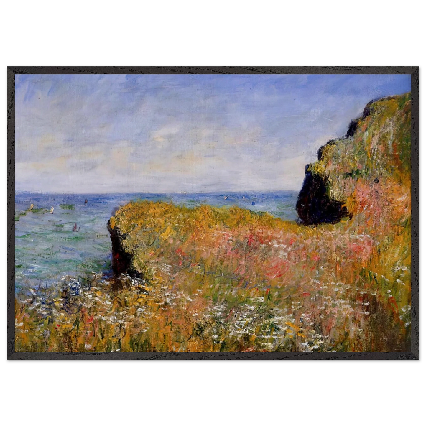 Edge of the Cliff Pourville - claude monet Framed Art Print – Black Wooden Frame - Default Title - -Framed Art Print