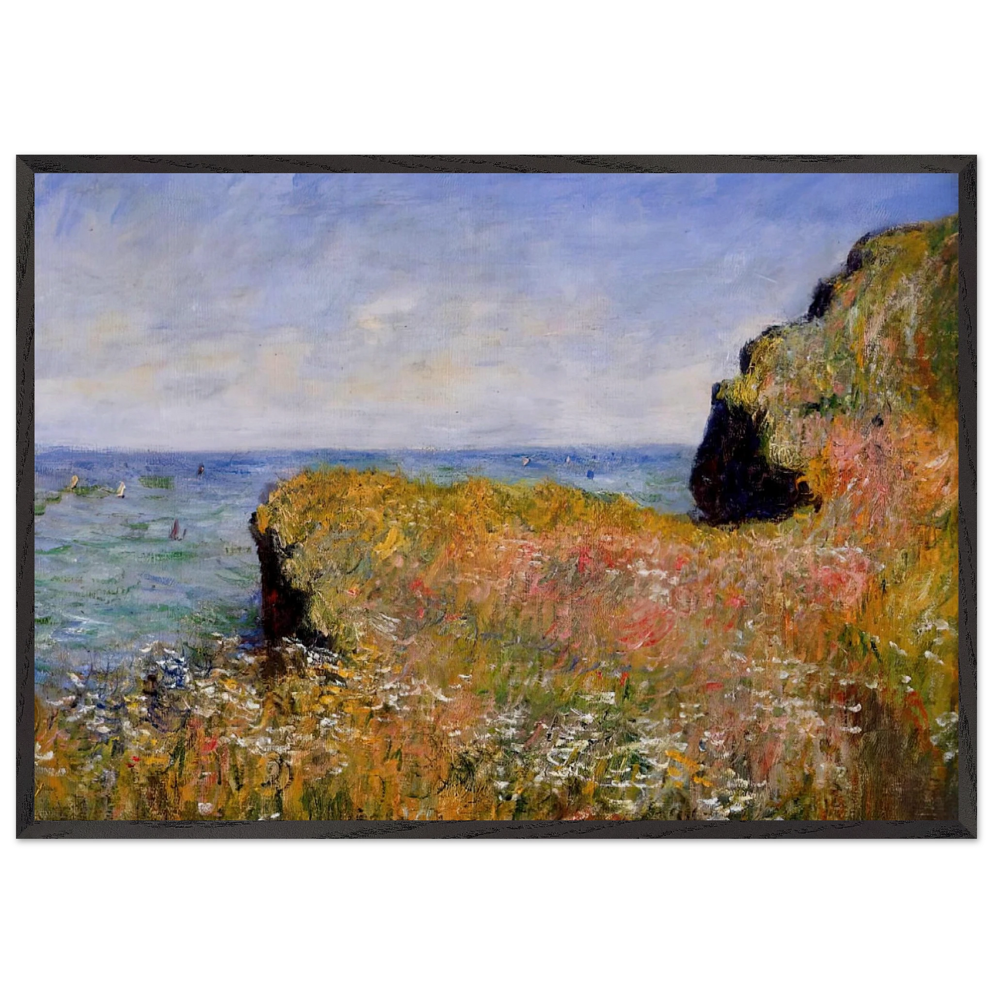 Edge of the Cliff Pourville - claude monet Framed Art Print – Black Wooden Frame - Default Title - -Framed Art Print