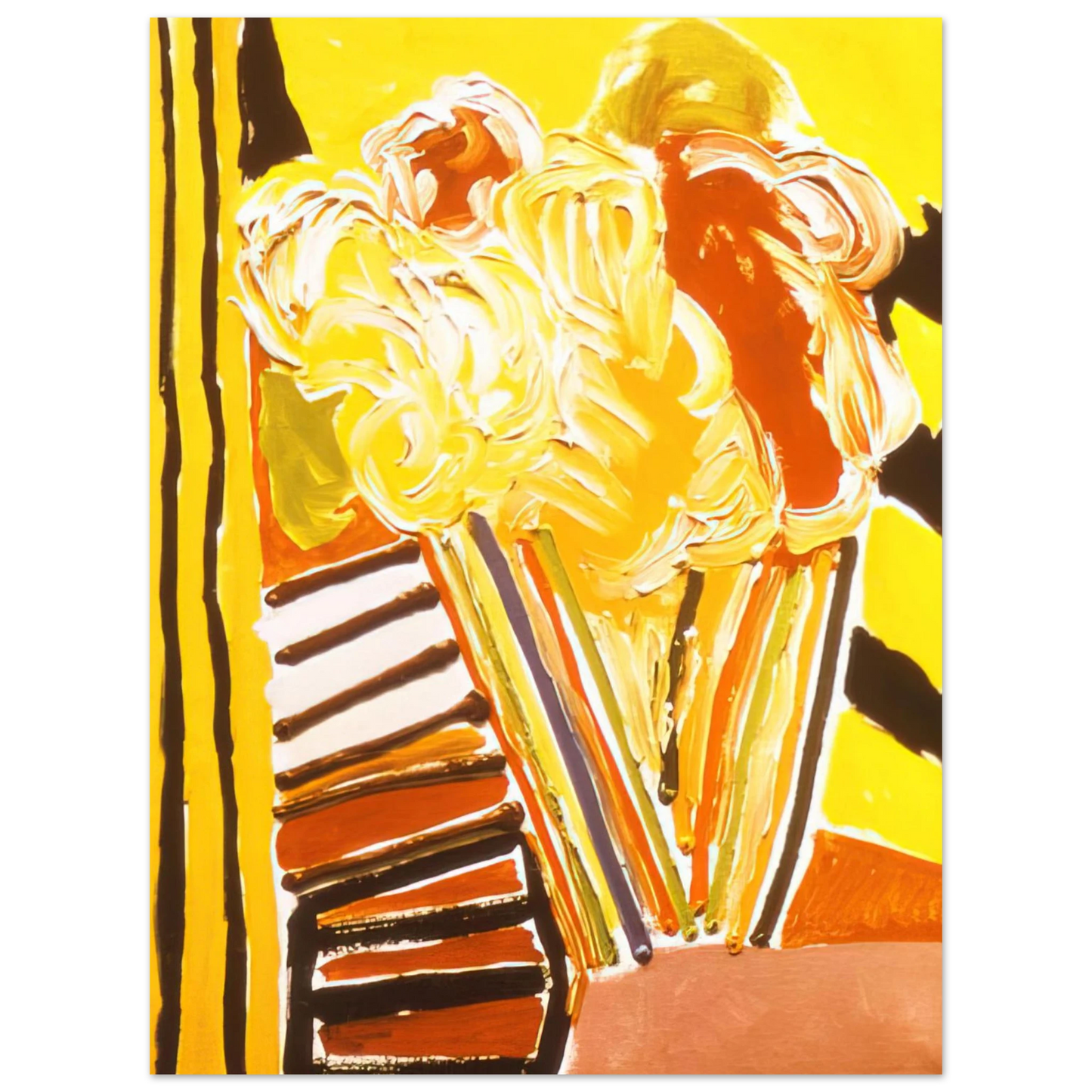Ronnie Landfield - Yellow Flower Painting - 1973 Fine Art Poster - Default Title