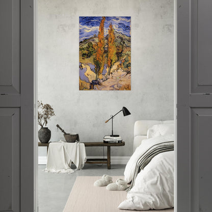 Two Poplars on a Hill - Vincent van Gogh Brushed Aluminum Print - 70x100 cm / 28x40 inches | Vincent van Gogh Aluminum Print | Vincent van Gogh Prints