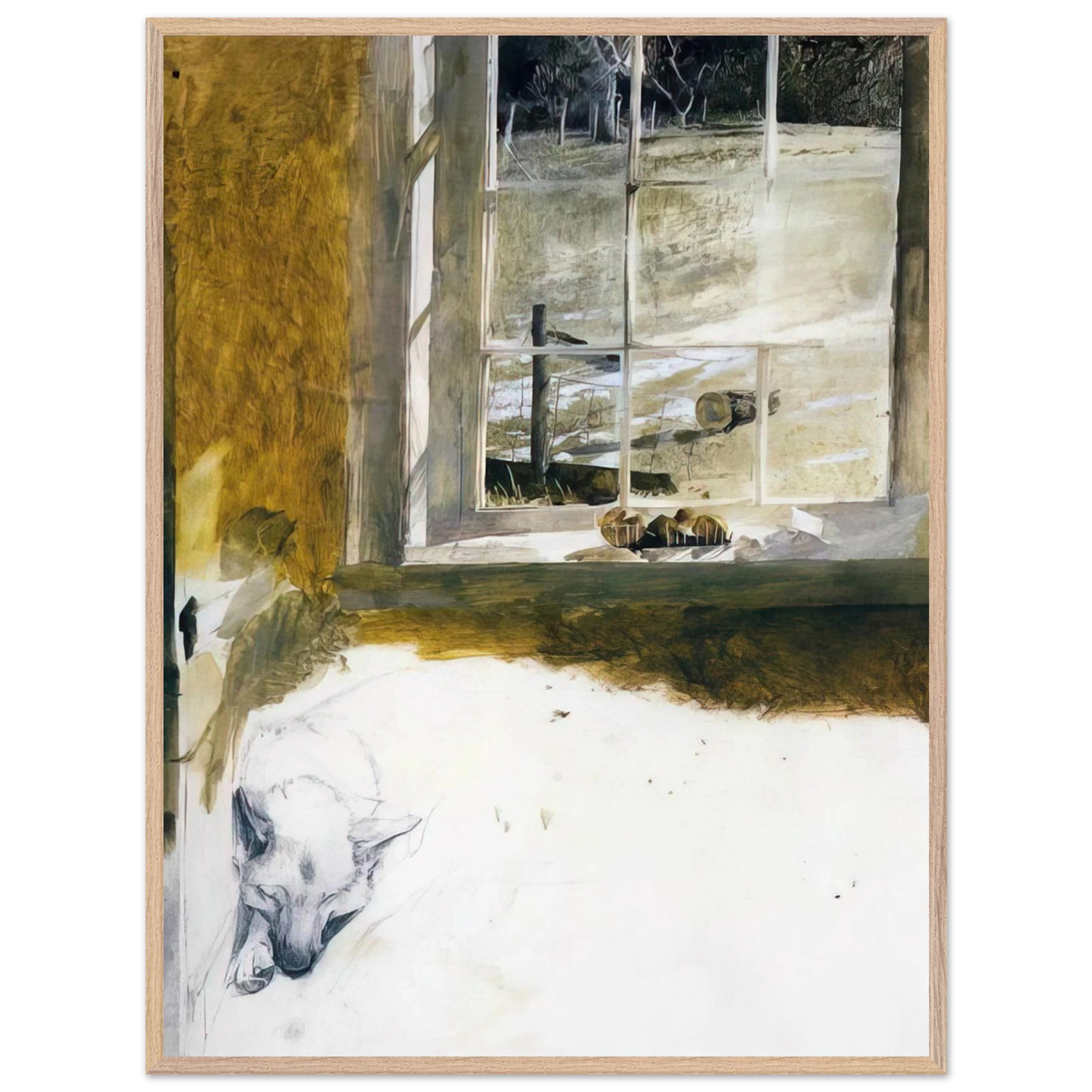 Andrew Wyeth - GROUNDHOG DAY 3 Wall Art - 60x80 cm / 24x32 inches - Premium Wooden Framed Poster With Fine Art Paper - Wood frame