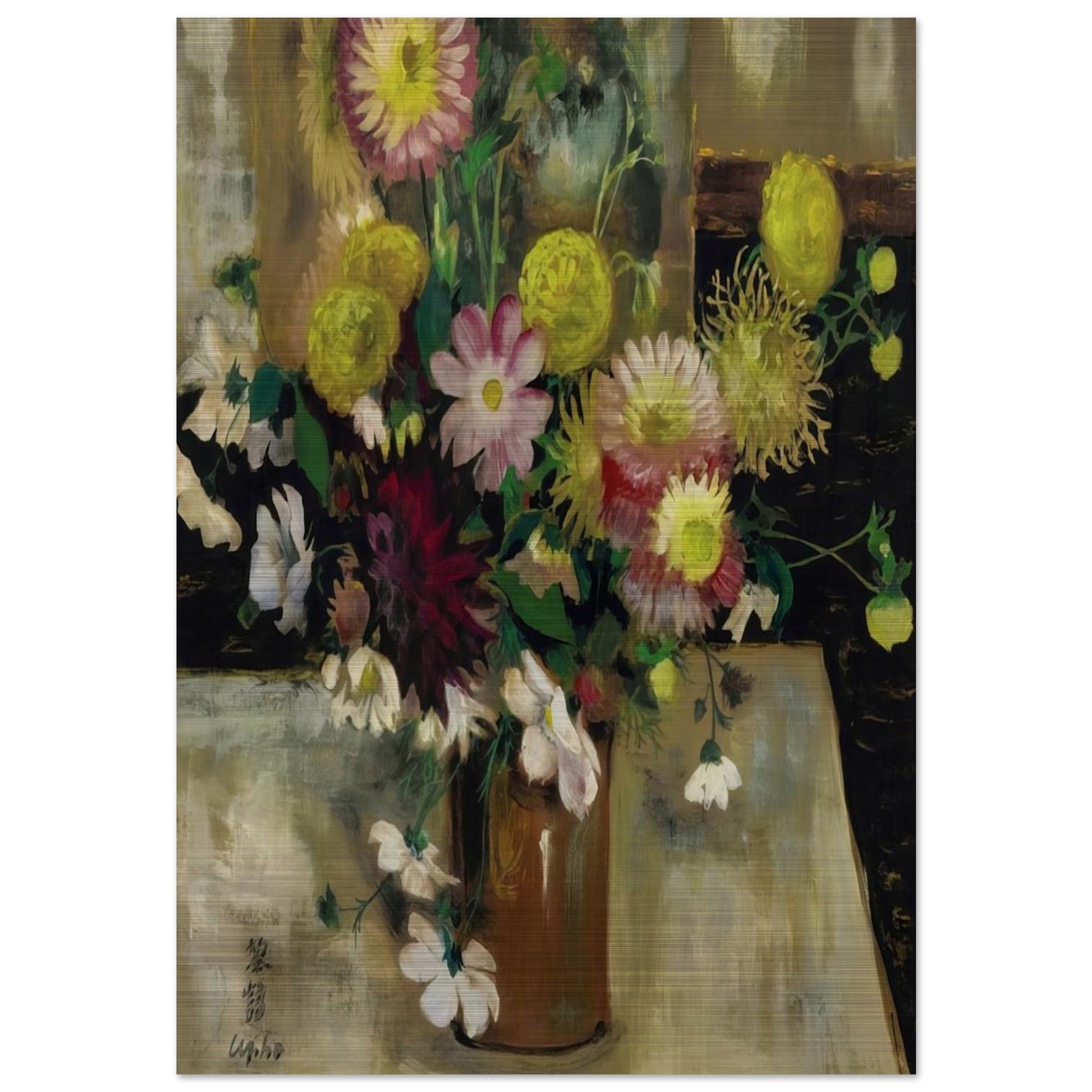 Anemones and Dahlias - Post-Impressionism - Le Pho Brushed Aluminum Print - 70x100 cm / 28x40 inches | Le Pho Aluminum Print | Le Pho Prints