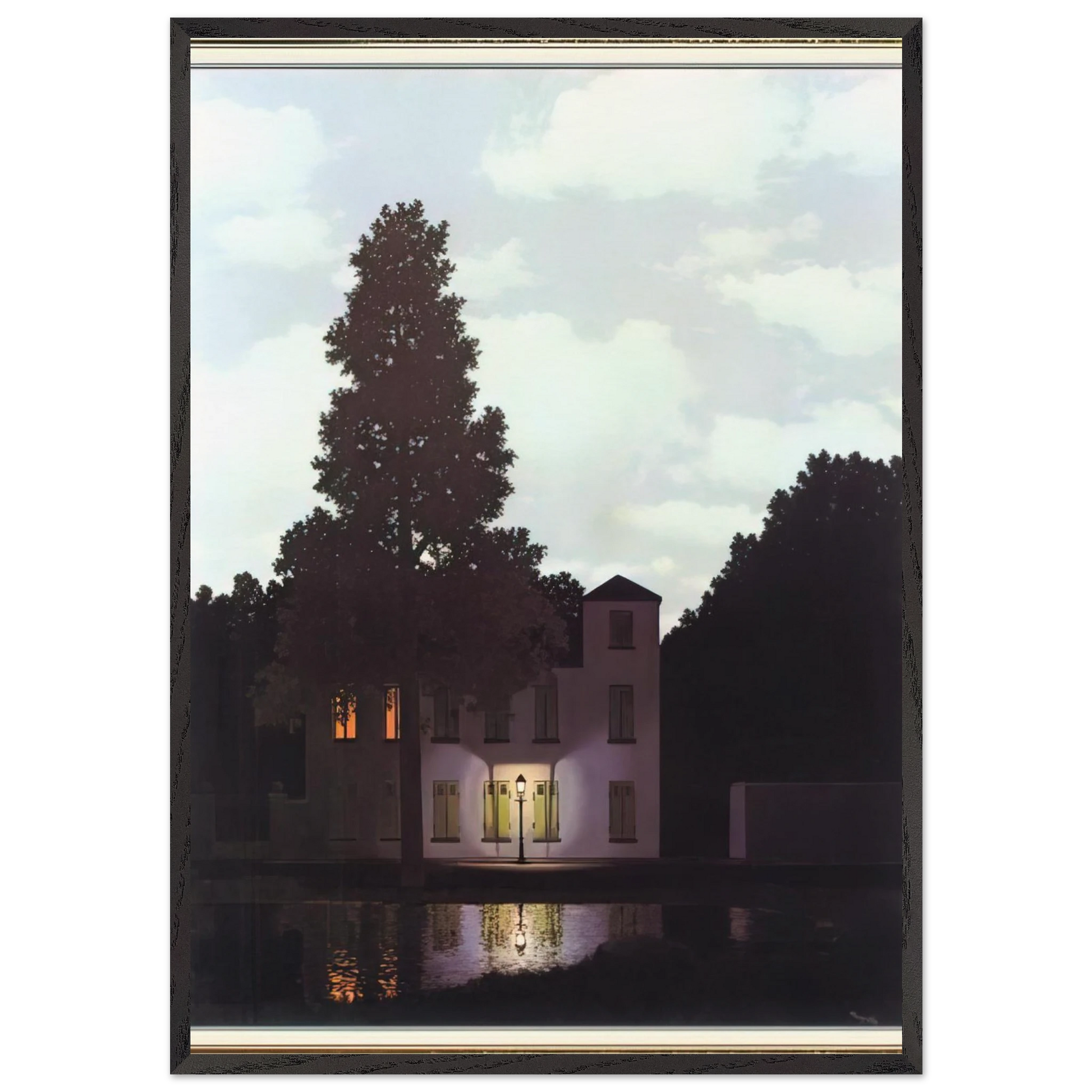 THE EMPIRE OF LIGHTS 1954 1 - Rene Magritte Framed Art Print – Black Wooden Frame - Default Title - -Framed Art Print