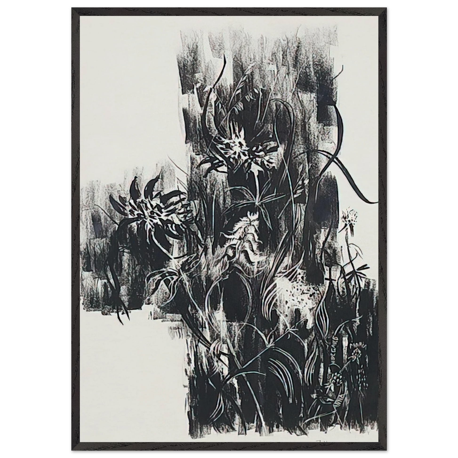 Waldrandblumen - 1919 - Johannes Itten 70x100 cm / 28x40 inches Framed Art Print – Black Wooden Frame