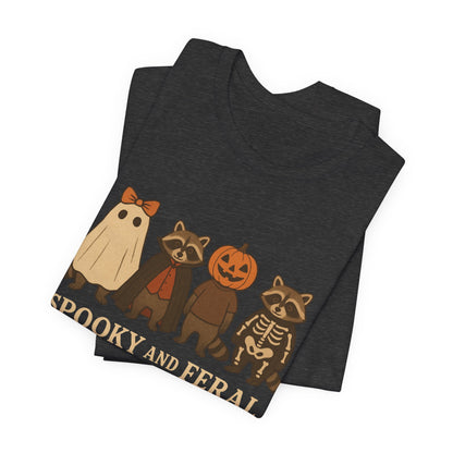 Spooky Raccoon Shirt, Funny Halloween Graphic Tee, Cute Vintage Fall T-Shirt, Trendy Womens Halloween Shirt, Feral Raccoon Tee