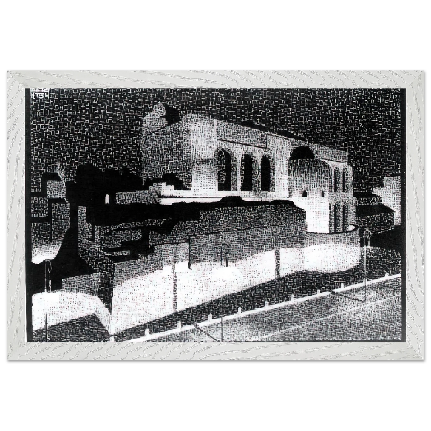 MC Escher - NOCTURNAL ROME BASILICA OF CONSTANTINE Wall Art - 60x80 cm / 24x32 inches - Premium Wooden Framed Poster With Fine Art Paper - Black frame
