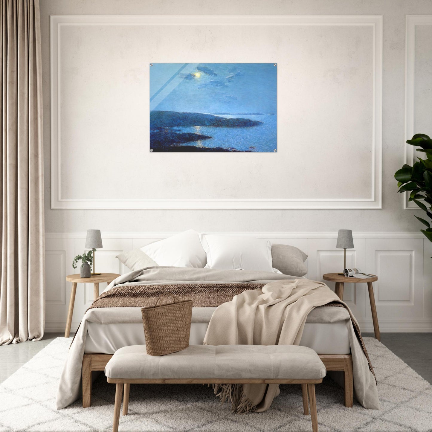 Moonlight - Childe Hassam Acrylic Print - 70x100 cm / 28x40″ inches | Childe Hassam Wall Art | Childe Hassam Prints