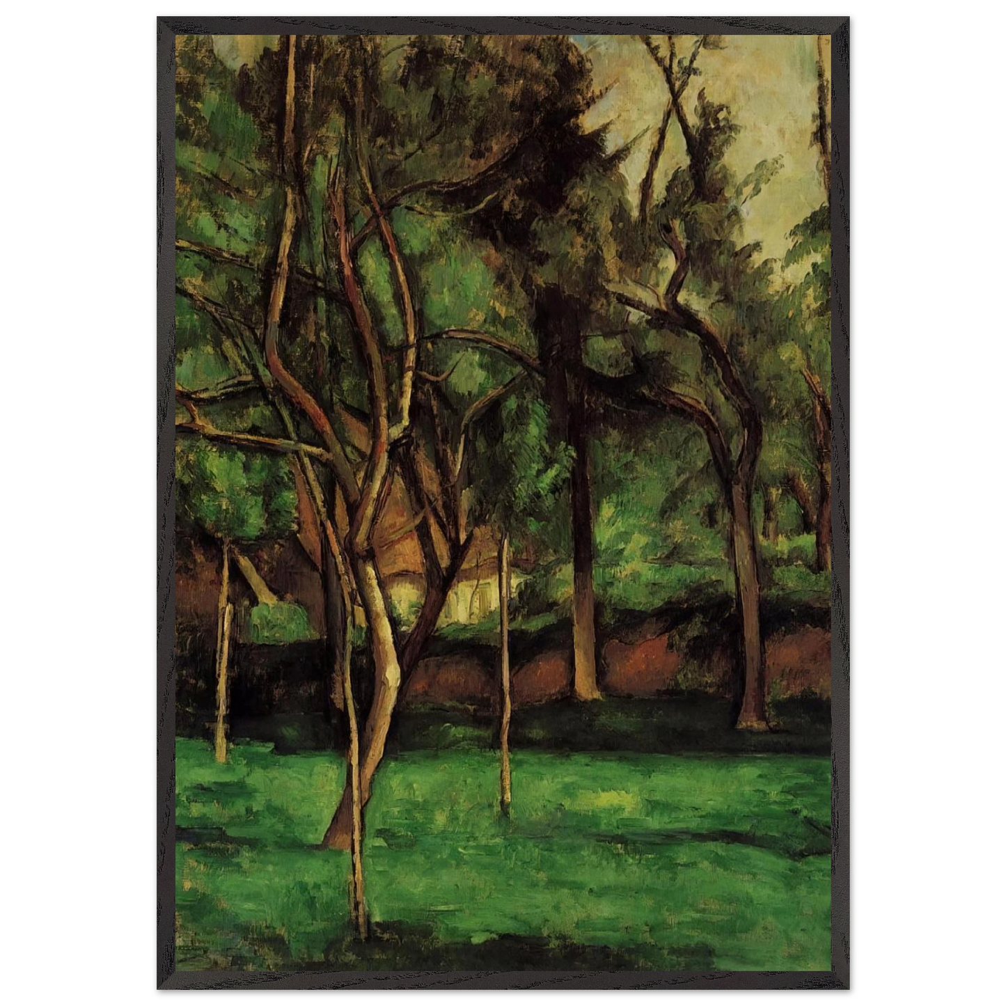 ORCHARD N2 - Paul Cezanne 70x100 cm / 28x40 inches Framed Art Print – Black Wooden Frame
