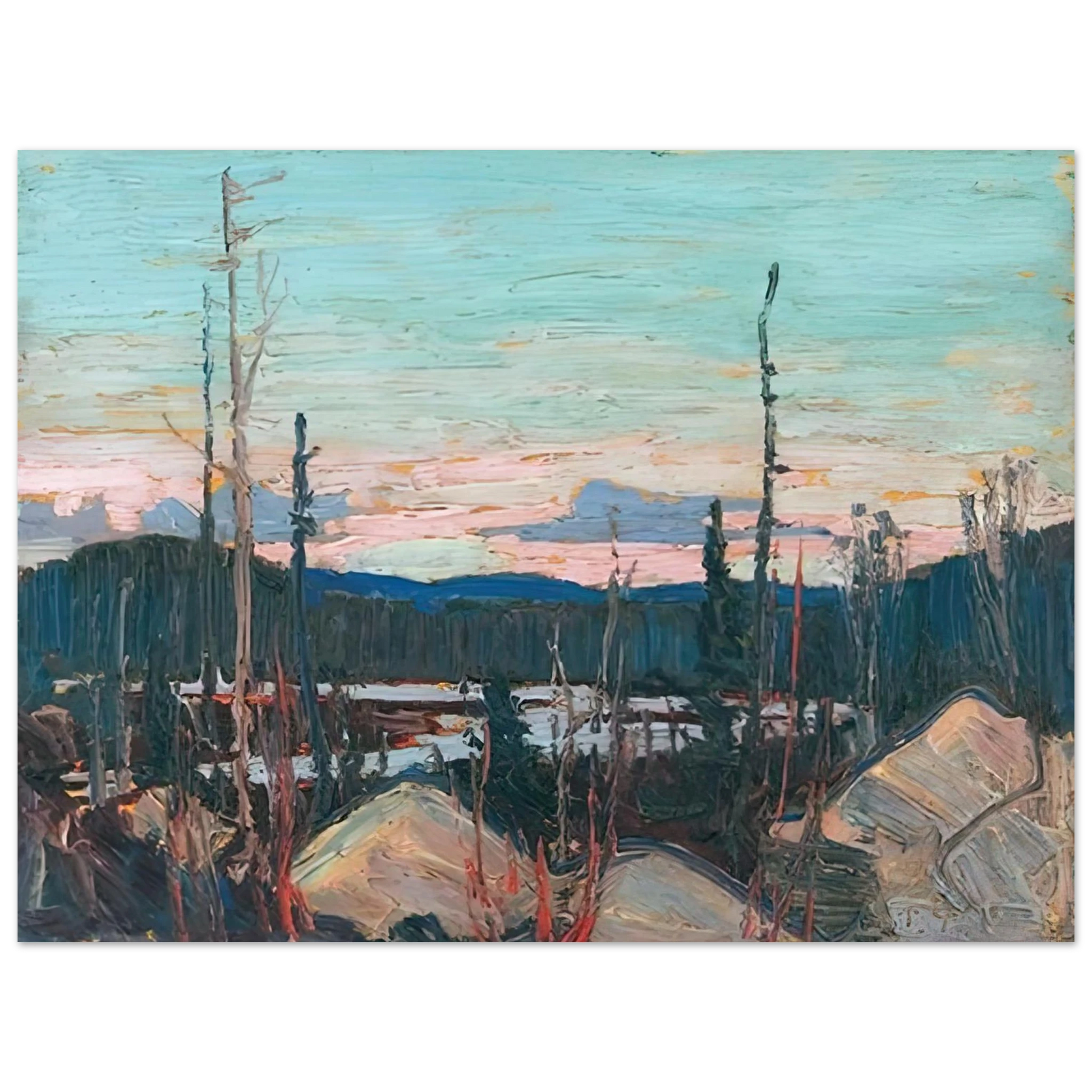 Tom Thomson - BURNT AREA WITH RAGGED ROCKS 1915 Fine Art Poster - Default Title