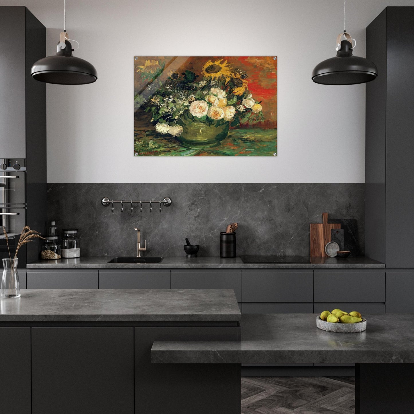 Still Life with Roses and Sunflowers - Vincent van Gogh Acrylic Print - 70x100 cm / 28x40″ inches