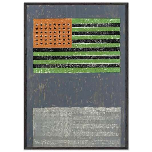 FLAGS ULAE 42 - Jasper Johns Framed Art Print – Black Wooden Frame - Default Title - -Framed Art Print